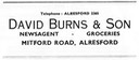 DAVID BURNS & Son - Newsagent, Grocers